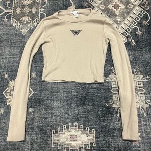 Full Tilt Butterfly Long Sleeve Crop Top